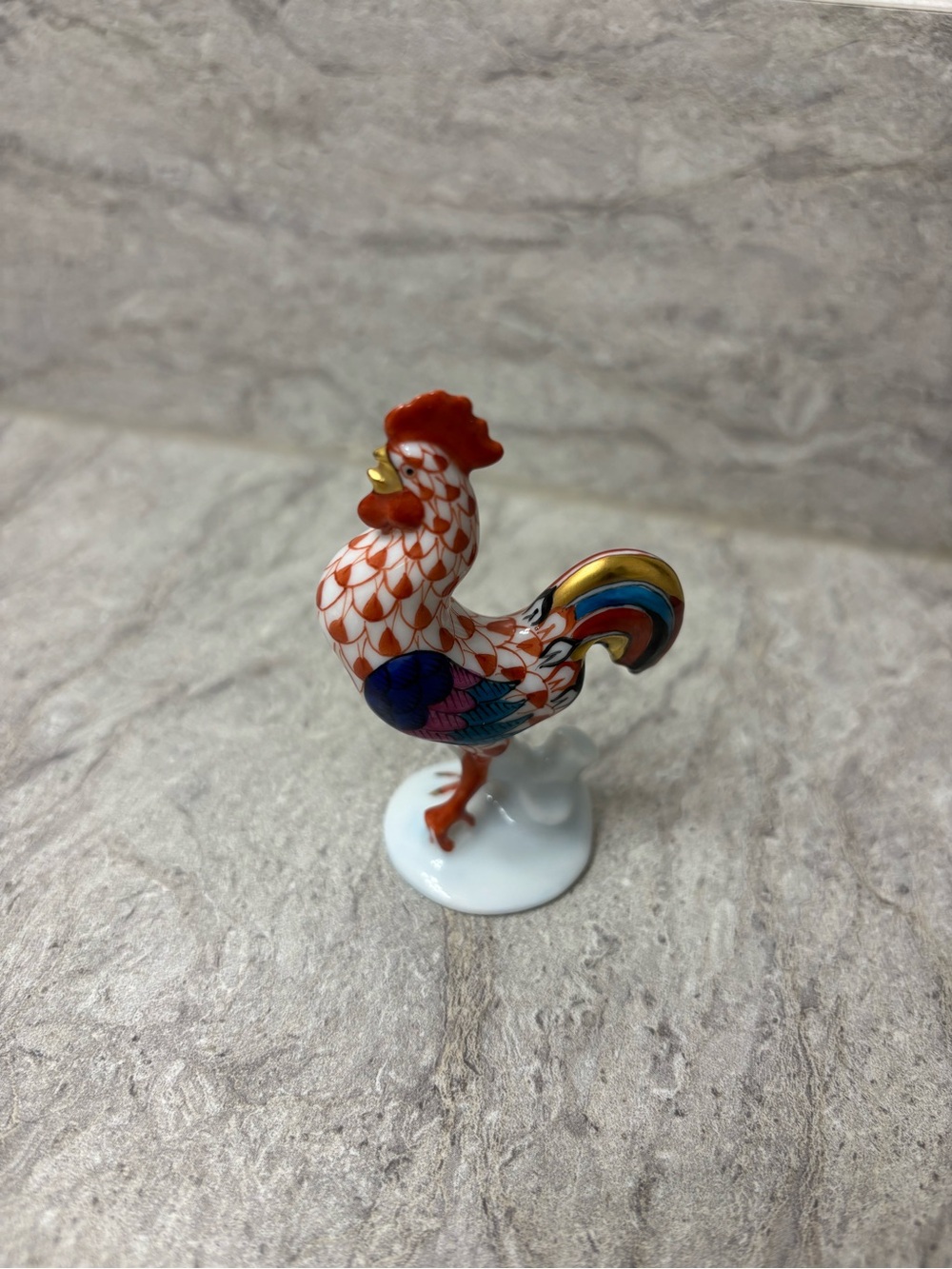 Multicolor Porcelain Rooster Figurine - Decorative Home Accent - Picture 2 of 6